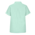 thumbnail image 6 of Button Shirts for Women Short Sleeve Cotton Linen Shirts V Neck Collared Blouses Casual Summer Tops with Pocket Mint Green S, 6 of 9