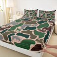 thumbnail image 4 of Manfei Vintage Camouflage Queen Sheets,Cute Bear Queen Sheet Sets,Green Brown,4-Piece,1 Flat Sheet, 1 Fitted Sheet and 2 Pillowcases, 4 of 6