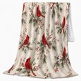 thumbnail image 2 of Bright Red Cardinal Evergreen Branch Woodland Nature Scene, Festive Holiday Scene, Warm Flannel Blanket for Cabin and Lodge, Art Lovers Christmas Gift, Festive Home Decor, 2 of 9