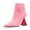 Pink, variant on FSJ Women Simple Pointed Closed Toe Ankle Boots Flared High Heel Side Zippeer Short Boots Dressy Party Shoes Size 6 Red