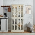 thumbnail image 6 of AENKYO 68" Antique Glass Display Case with E26 Bulb & Adjustable Shelves - Elegant Curio Cabinet for Living Room, White, 6 of 10