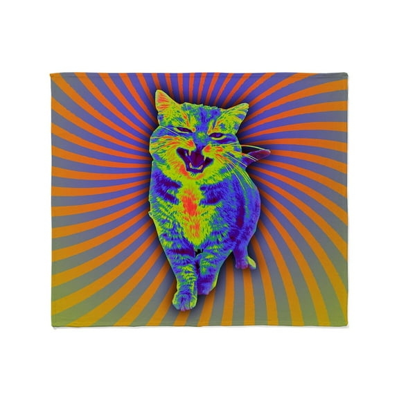CafePress - Psychedelic Kitty Throw Blanket - Soft Fleece Throw Blanket, 50"x60" for All Ages