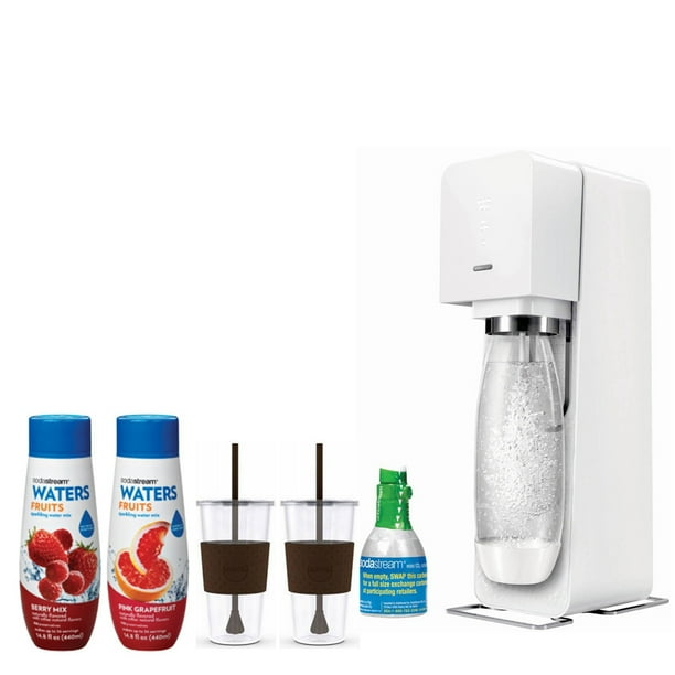 SodaStream Source Home Soda Maker Starter Kit, White with 2 x Eco First