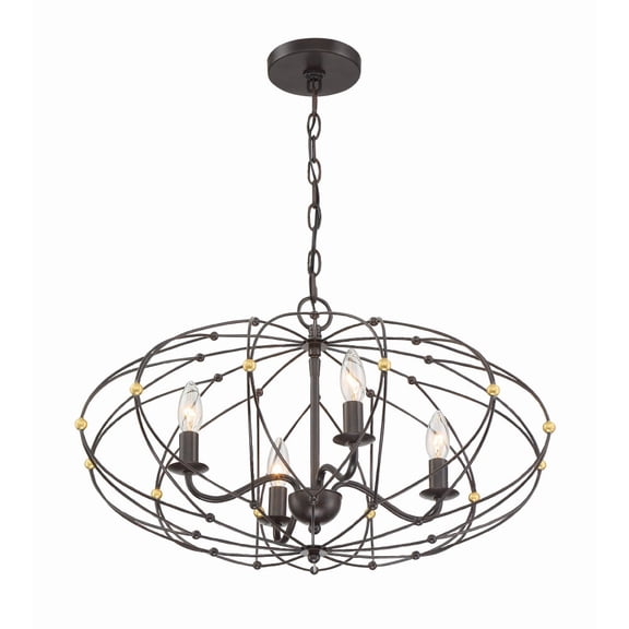 ZUC-A9034-EB-GA Crystorama Lighting Zucca - 4 Light Chandelier In Classic Style - 24.5 Inches Wide By 14.25 Inches High     -Traditional Installation