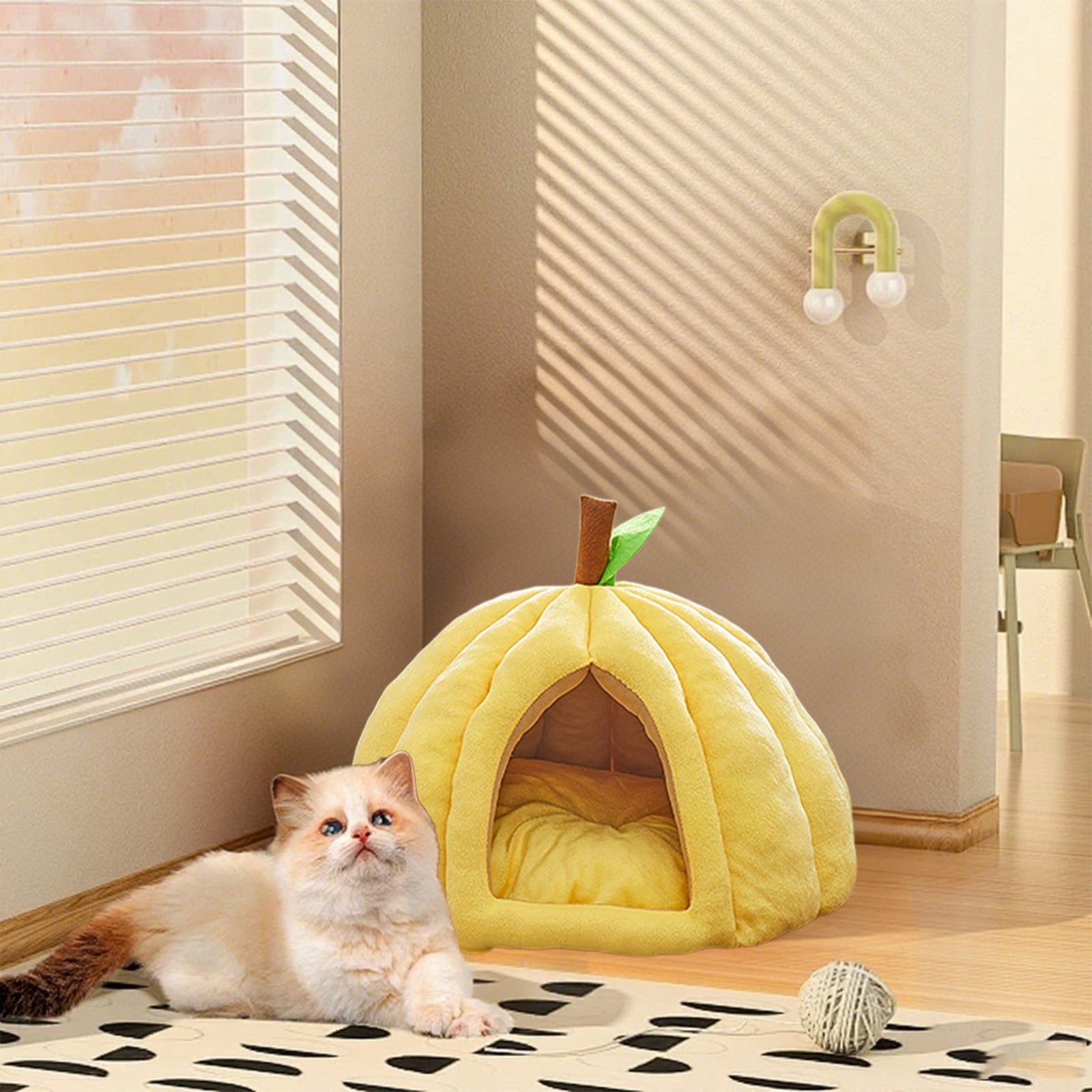Foldable Pet Tent House, 16"x16"x12" Warm Nest for Cats & Small Dogs, Soft Portable Indoor/Outdoor Bed, Removable Roof, Non-Slip Bottom, Easy-Carry Travel Crate for Kittens Puppies