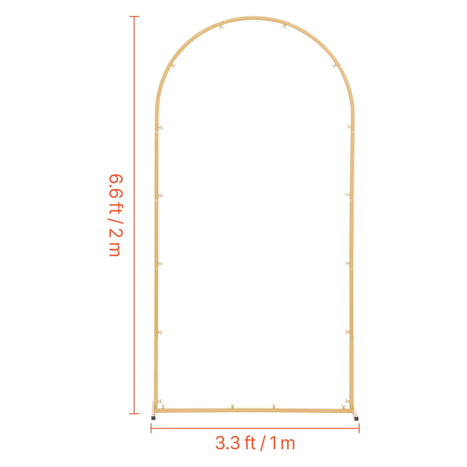 KFFKFF Gold Metal Arch Backdrop Stand, 6.6 x 3.3 ft, Durable Frame, Simple Setup, Decorative Stand for Weddings, Birthdays, Graduations, Holidays, and Ceremonies
