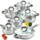 thumbnail image 1 of Cook N Home - Batería de cocina (acero inoxidable), color plateado, Silcone handle, Plateado, 12 piezas, 1, 1 of 5