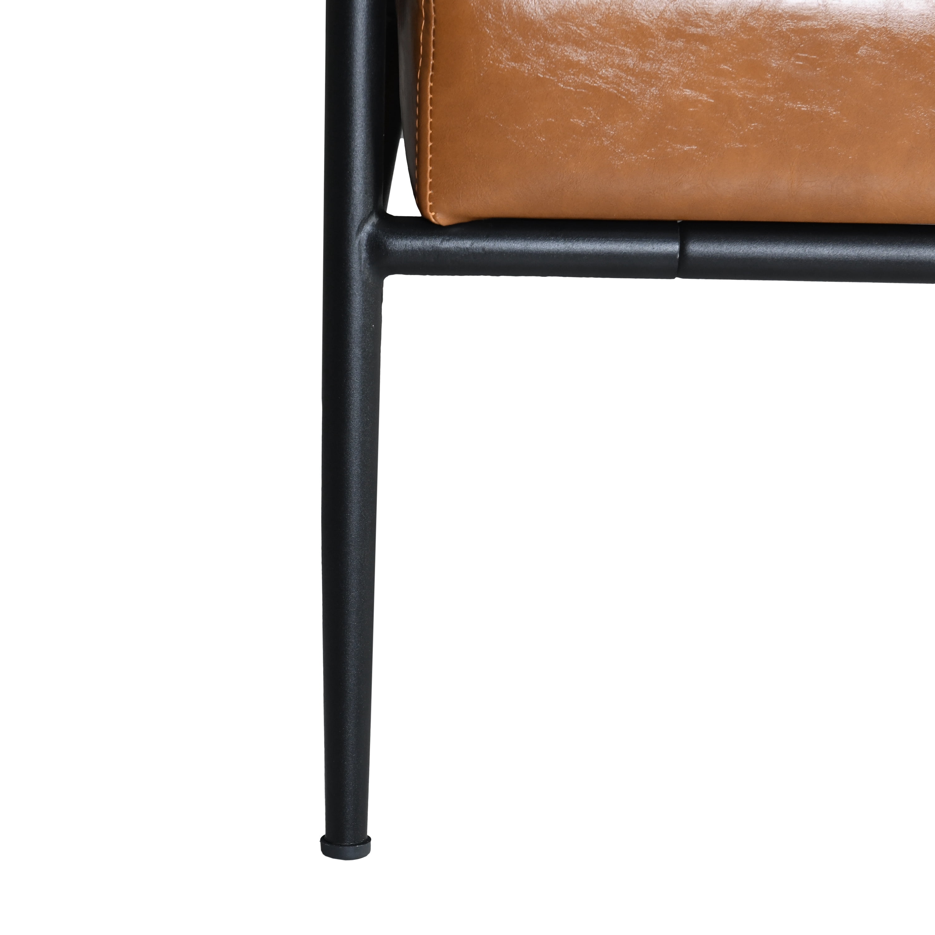 Euroco Industrial Faux Leather Lounge Chair with Iron Frame, High Back Accent Armchair with Padded Seat and Armrests for Living Room or Office