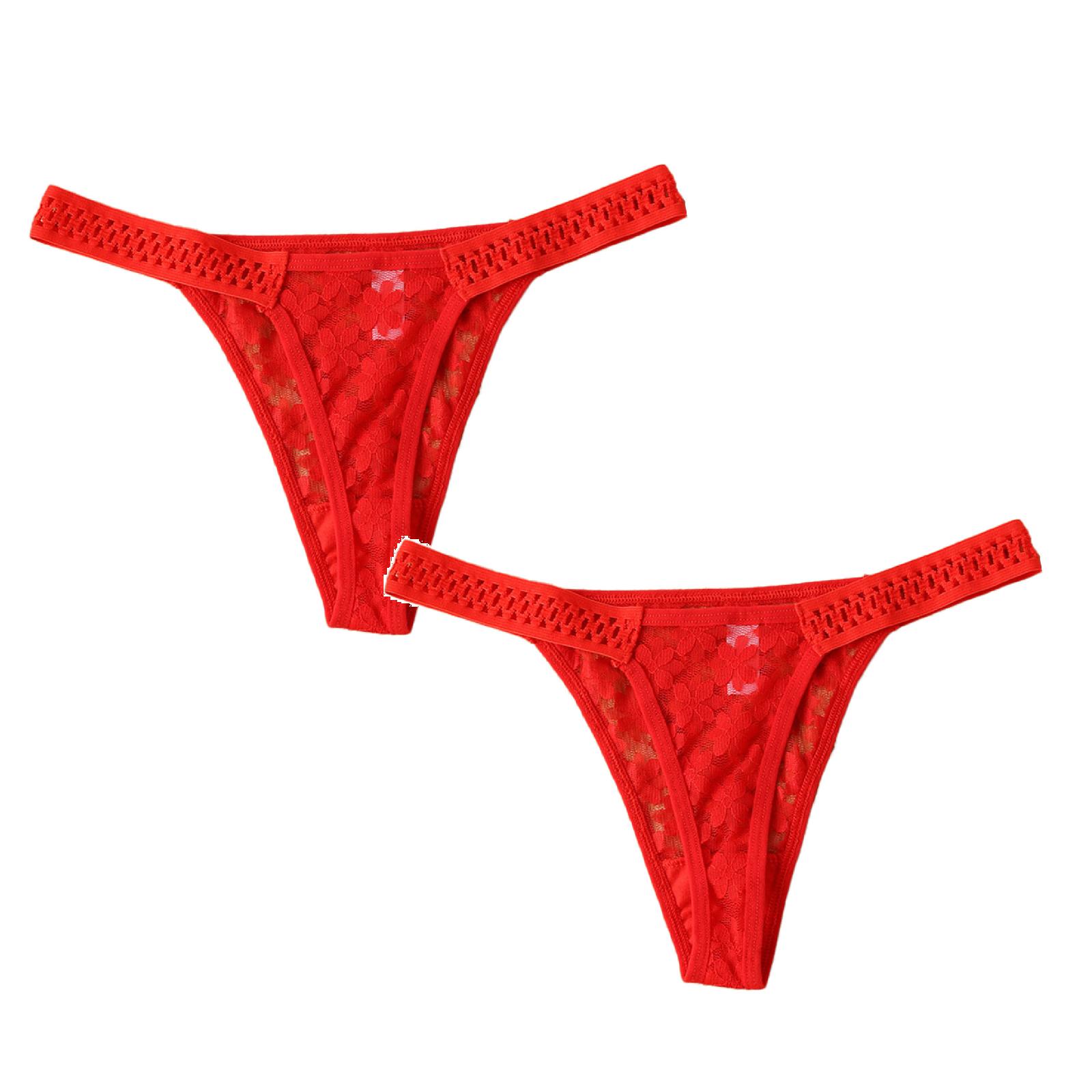 Womens Underwear Brief Essentials Stretch Bikini Panty Lace Trim 3 Colors Comfy Panties2PC