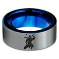 thumbnail image 2 of Tungsten Ninja Samuri Sword Martial Arts Band Ring 8mm Men Women Comfort Fit Blue Flat Cut Brushed Gray Polished, 2 of 4