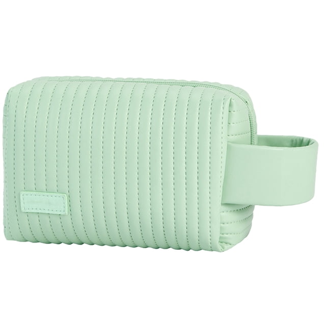 Bolsa de cosméticos pequeña, elegante y espaciosa bolsa de cosméticos de PU, bolsa de cosméticos impermeable verde