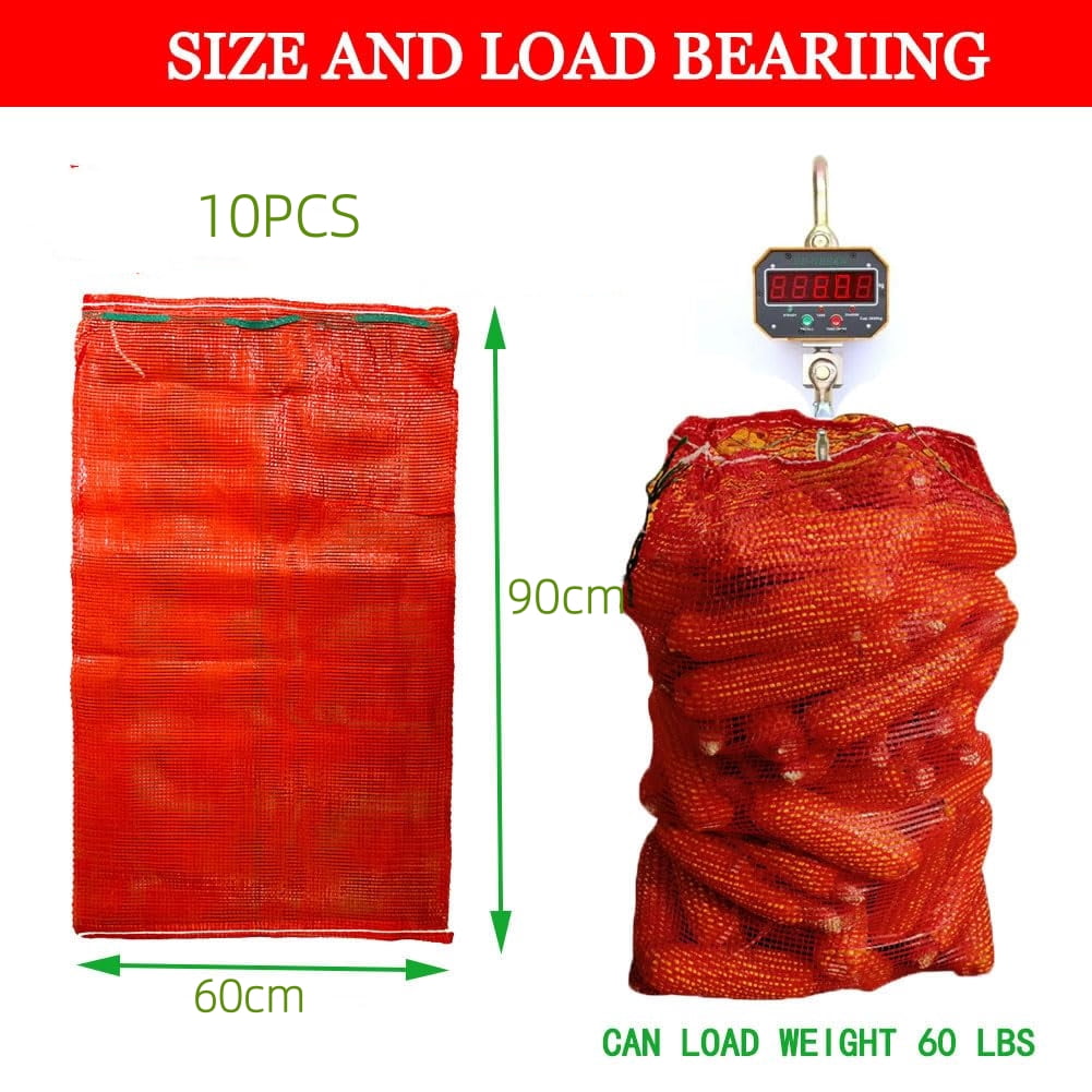 8 Pcs Large Mesh Produce Bags - 60lbs Mesh Vegetable Bags Reusable Washable Mesh Storage Bag Breathable Produce Bags Onion Storage With Drawstring for Potato Onion Citrus Fruits, Red