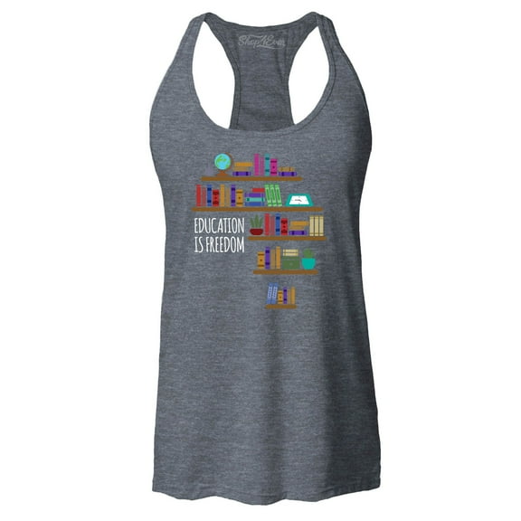 Shop4Ever Women's Education is Freedom African History Books Racerback Tank Top XX-Large Charcoal