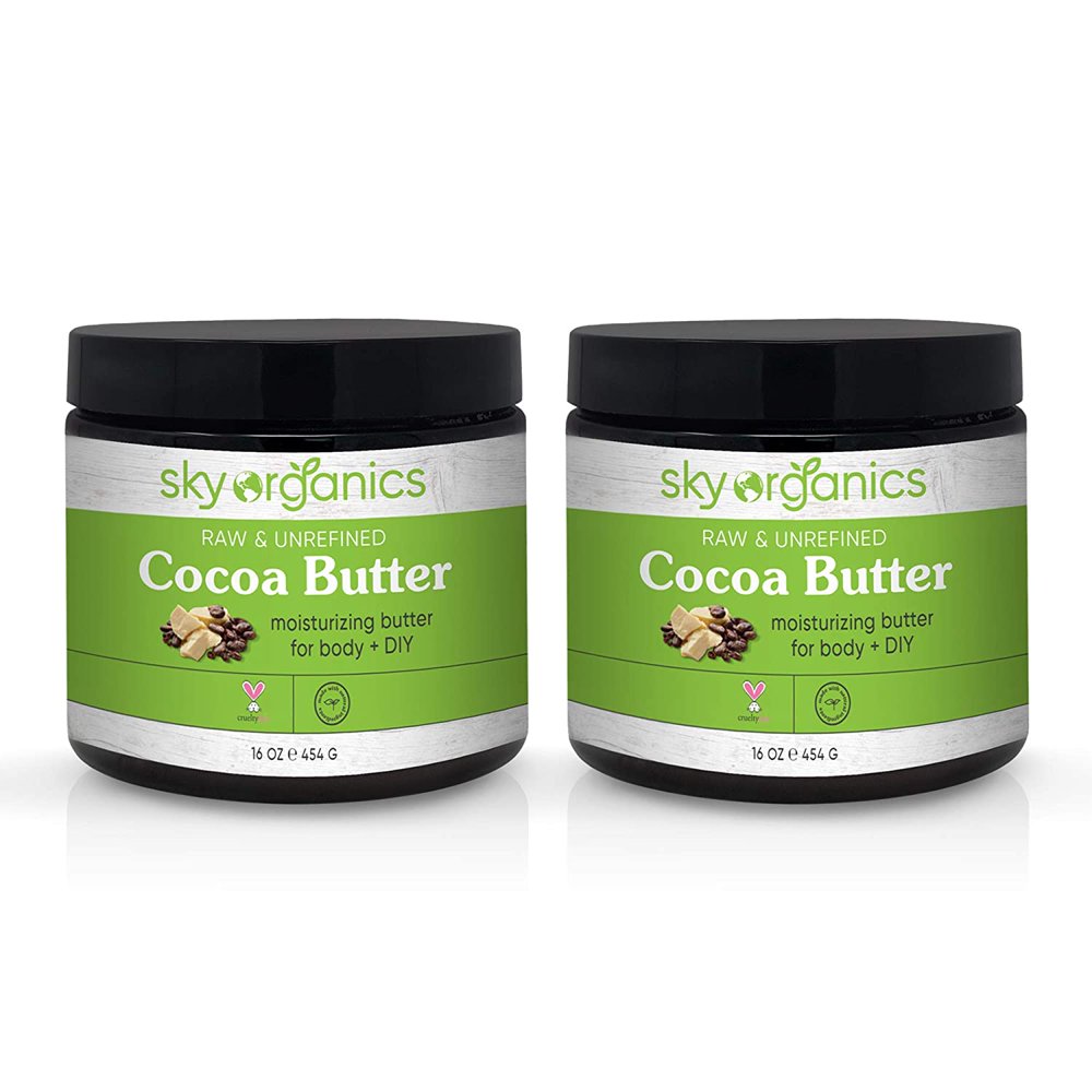 Cocoa Butter by Sky Organics (16 oz x 2 Pack) Pure Unrefined Raw Cocoa