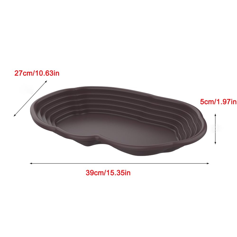 Extra Large Reptile Bathing Pool,Feeding Dish,with Ramp Aquarium Ornament for Gecko,Turtle,Lizard
