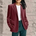 thumbnail image 2 of Women Corduroy Suit Jackets Long Sleeve Button Shawl Notched Lapel Loose Comfy Work Dressy Blazer Coat Blouse Tops Wine Medium, 2 of 5