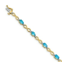 14K Yellow Gold Blue Topaz & Diamond Bracelet