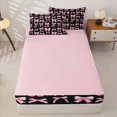thumbnail image 4 of Erosebridal Watercolor Bow Pattern Zipper Full Size Comforter Sets with Fitted Sheet and 2 Pillowcases,Juicy Cherry Print Zipper Bedding Set,Pink Black,Pink Reversible, 4 of 6