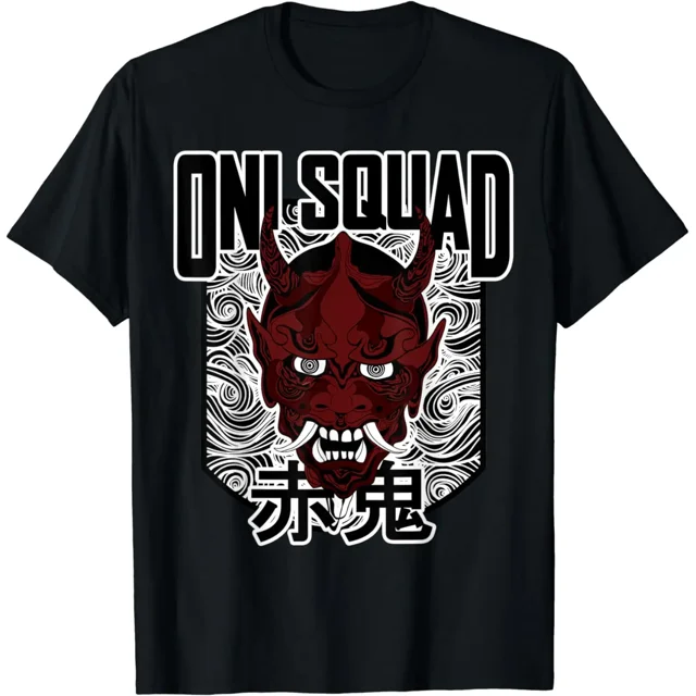 Camiseta estética Harajuku con máscara de diablo Oni de arte demoníaco japonés para mujer