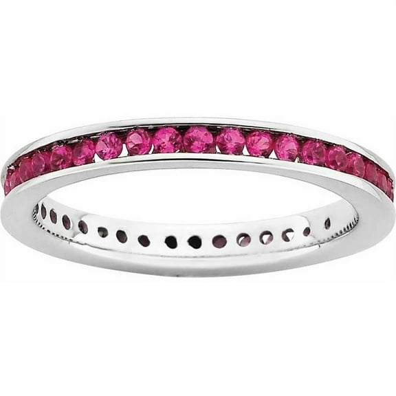 Sterling Silver Polished Created Ruby Ring