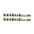 thumbnail image 2 of 24PCS Green French Glue on Nails Set for Women Girls,Short Square Painting Fake Nails Acrylic Shine Glossy Stick on Nails for Office Daily Wedding,Full Nail Wrap Gift for Valentine's Holiday, 2 of 4