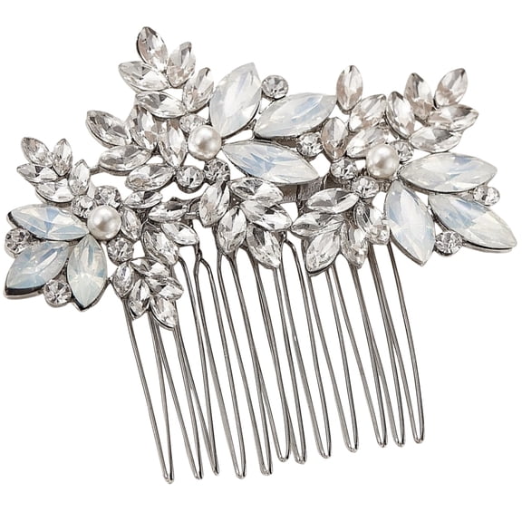 FENGGUIQU Silver Bridal Hair Comb Crystal Wedding Hair Accessories Elegant Headpiece for Bride