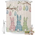 thumbnail image 2 of Shower Curtain for Bathroom Easter Colorful Bunny on Vintage Linen Waterproof Bath Curtains Shower Curtains with Hooks,Egg on Branches Bathroom Curtain Privacy Drapes for Bathtubs Toilet 36x72in, 2 of 9