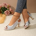 thumbnail image 2 of Women’s Slingback Thin Heel Sandals, Irregular Open Toe Dress Shoes with Buckle Strap for Wedding, Party & Prom Silver 8.5(41), 2 of 9