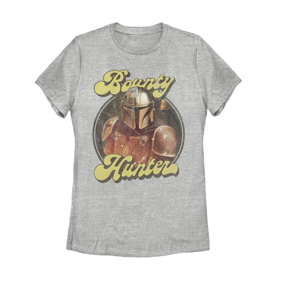 Women's Star Wars: The Mandalorian Retro Bounty Hunter  Graphic Tee Athletic Heather Small