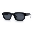 thumbnail image 5 of Retro Mod Narrow Rectangle Horn Rim Beveled Thick Plastic Sunglasses All Black, 5 of 7
