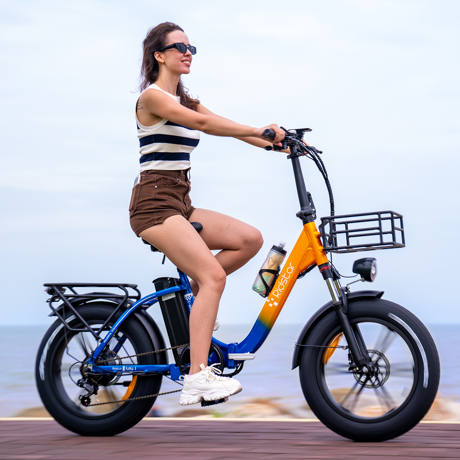 Ridstar Electric Bike for Adults,1000W 30mph,48V 15Ah Electric Bicycle,20'' Fat Tire Folding Mountain Bike UL2849