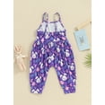 thumbnail image 3 of Bagilaanoe Toddler Baby Girl Easter Jumpsuit Sleeveless Print Romper Pleated Overalls 1T 2T 3T 4T 5T 6T Kids Long Pants Summer Clothes, 3 of 8