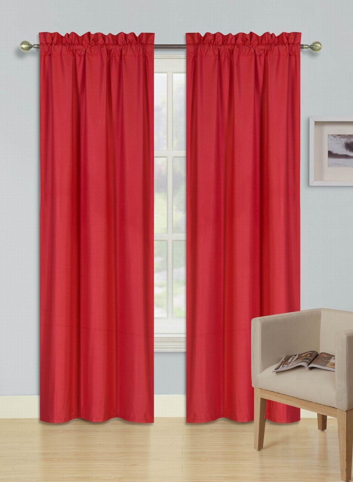 Details about   Red 84 inch Long Fire Treated Velvet Curtain Panel w/Rod Pocket Custom Drapery 