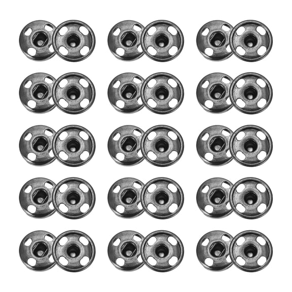 Uxcell 50 Sets Sew-on Snap Buttons, 10 mm Metal Invisible Press Studs Buttons, Brass Sewing Snap Fasteners for Fabric Clothing DIY Crafts (Light Black)