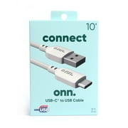 onn. 10ft USB-C to USB-A Charging Cable, USB-IF Certified -Compatible with iPhone 17/16/15 Series, Samsung Galaxy, Note, Pixel Devices iPad Pro, More