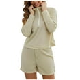 thumbnail image 1 of Puntoco Pijamas De Mujer Pantalones Cortos De Manga Larga Ropa De Hogar Conjunto De Dos Piezas De Punto Puntoco Puntoco-7669, 1 of 6