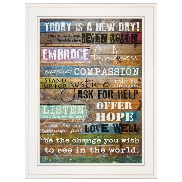 Trendy Decor 4U MA234-226G "Today Is" par Marla Rae, Prêt à Accrocher Imprimé Encadré, Cadre Blanc