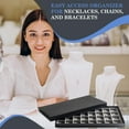 thumbnail image 2 of Novel Box Black Paperboard 32 Slot Jewelry Organizer Tray 14.75x8.25x1 In with Gray Flocked Inserts, 2 of 7