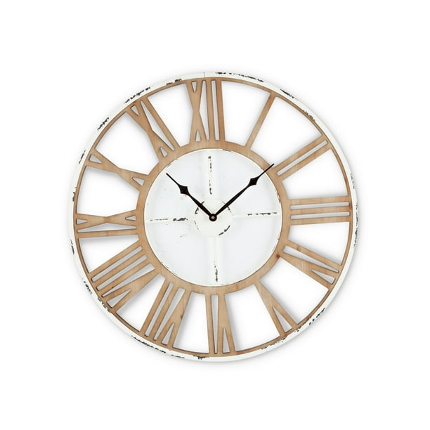 Gerson 24Inch Diameter Wood Roman Numeral Round Wall Clock Walmart