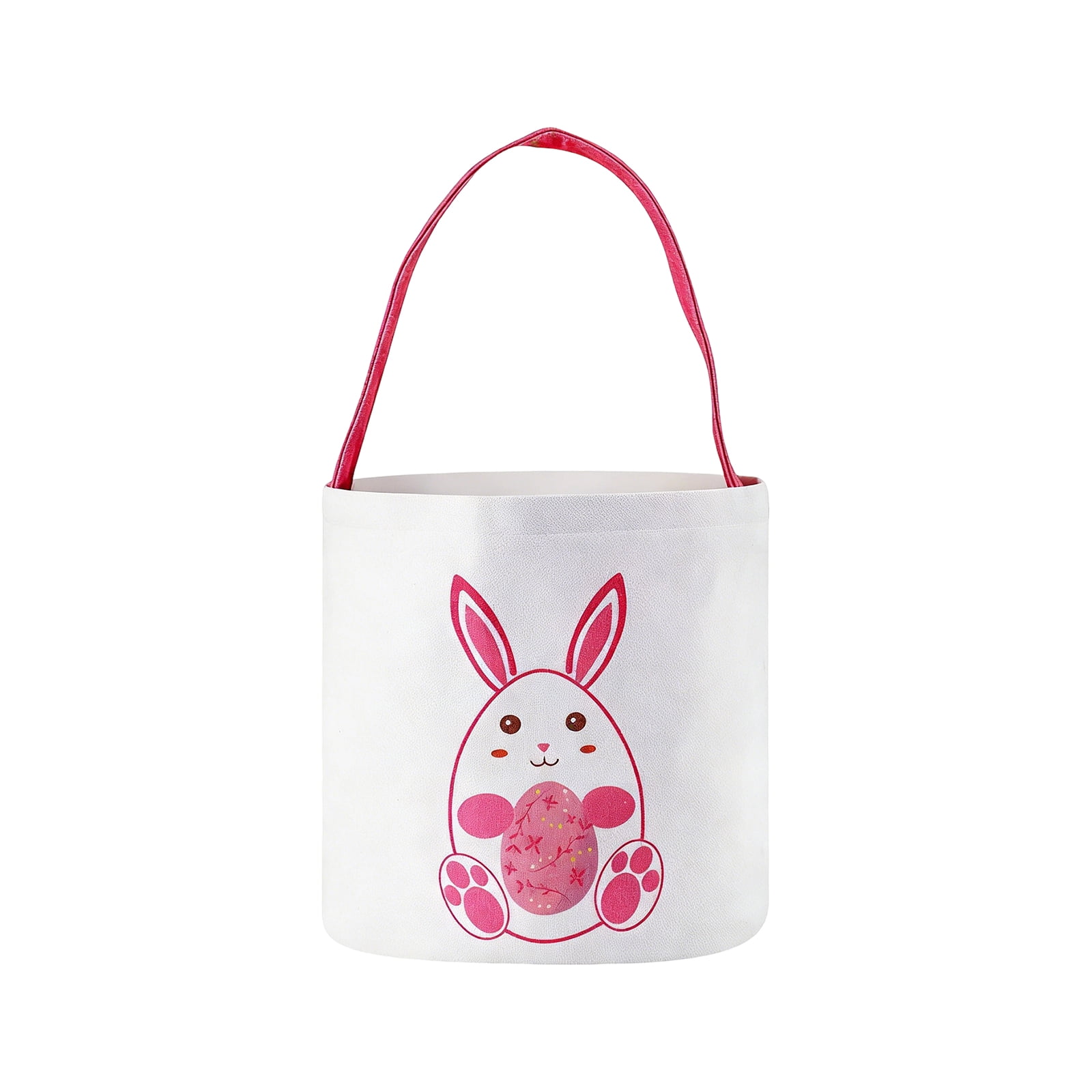 6Pcs Easter Bunny Basket Egg Buckets, Cute Canvas Cotton Tote Bags Egg Hunt Basket for Easter Party Gifts, 9.45x9.66Inch