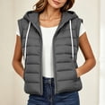 thumbnail image 2 of Cmfcve Womens Plus Size Zip up Puffer Vest Hooded Sleeveless Padded Jacket Coat Solid Winter Warm Outwear, 2 of 9