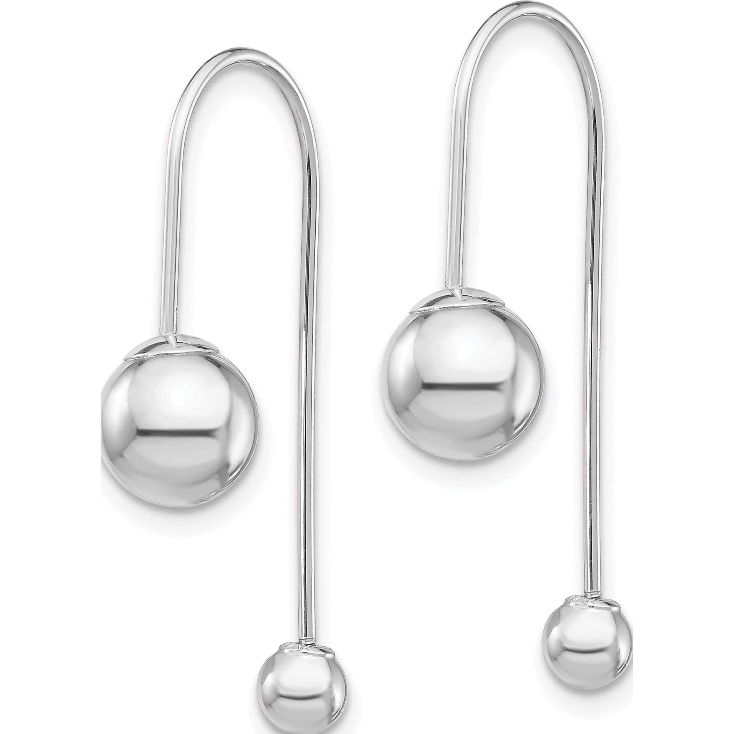 14K White Gold Bead With Screw End Threader Earrings Made In United States ye1896