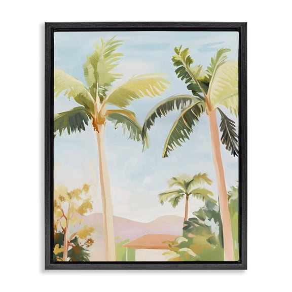 Stupell Industries Rising Above Tropical Palms Black Framed Floater Canvas Wall Art, design by The Prints Vibe