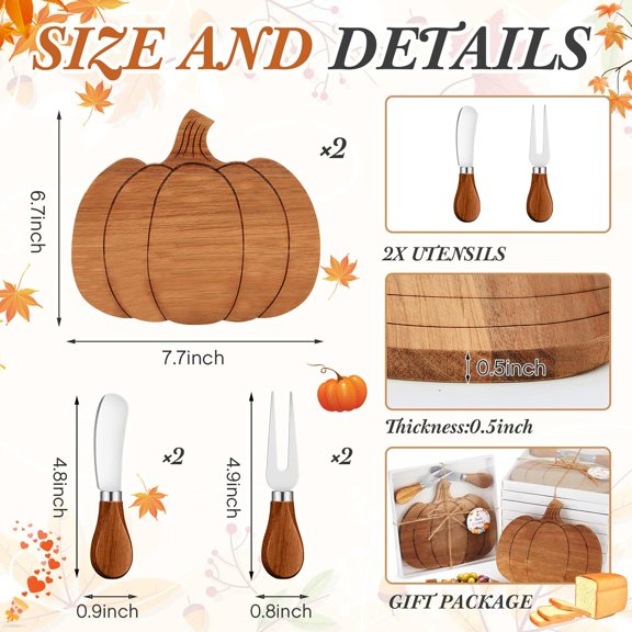 NDIUG-2 Sets Fall Pumpkin Charcuterie Boards, Mini Cheese Board Gifts
