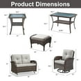 thumbnail image 2 of Opohoro 7-Piece Outdoor Conversation Set with Swivel Rocking Chairs, Glider Loveseat and Ottomans, Coffee & Side Tables, Brown/Beige, 2 of 13