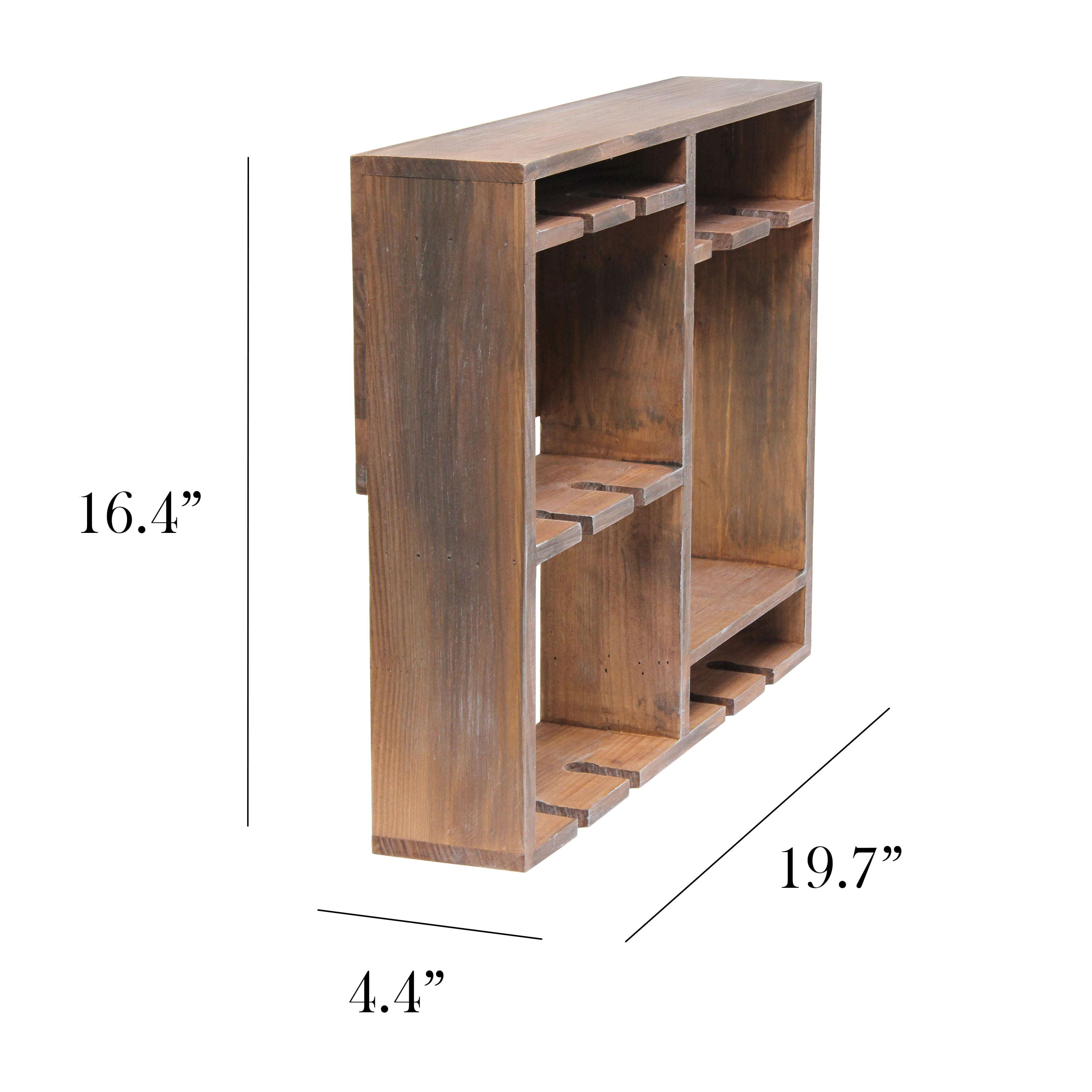 Elegant Designs 16.4" Bartow Wall Mounted Wood Wine Rack Shelf, Stemware Holder, Restored Wood