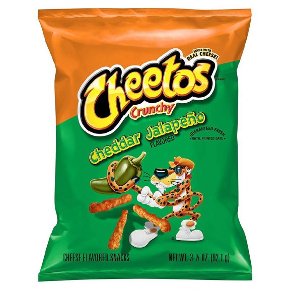 Cheetos Crunchy Cheese Cheddar Jalapeno Flavored Snacks, 2.875 oz Bag