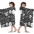 thumbnail image 4 of Halloween Doodle Elements Hooded Bath Towel，50"x30" for Ages 3 To 12 Kids, Quick Dry Lightweight Soft Microfiber Hood Beach Towel Cover Up for Kids, 4 of 7