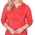 thumbnail image 4 of Alfred Dunner Womens Petite Tonal Embroidered Split Neck Top, 4 of 4