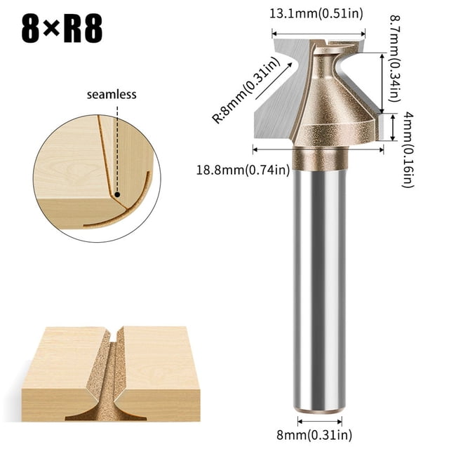 Gold Router Bit for Smooth Router Bits Seamless router integrated drill bit - 8MM shank